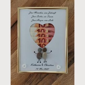 Hochzeitssteinbild für Geldgeschenk