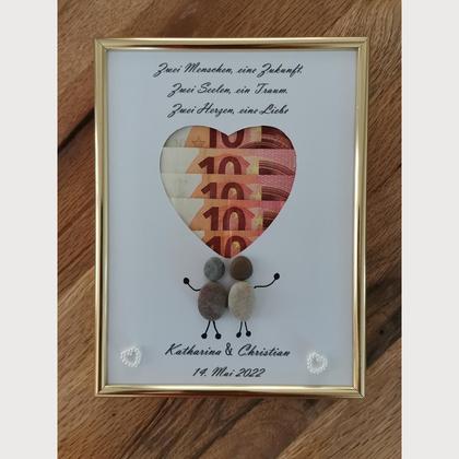 Hochzeitssteinbild für Geldgeschenk