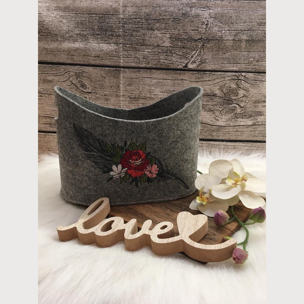 Filz Korb Geschenk Muttertag Stickerei