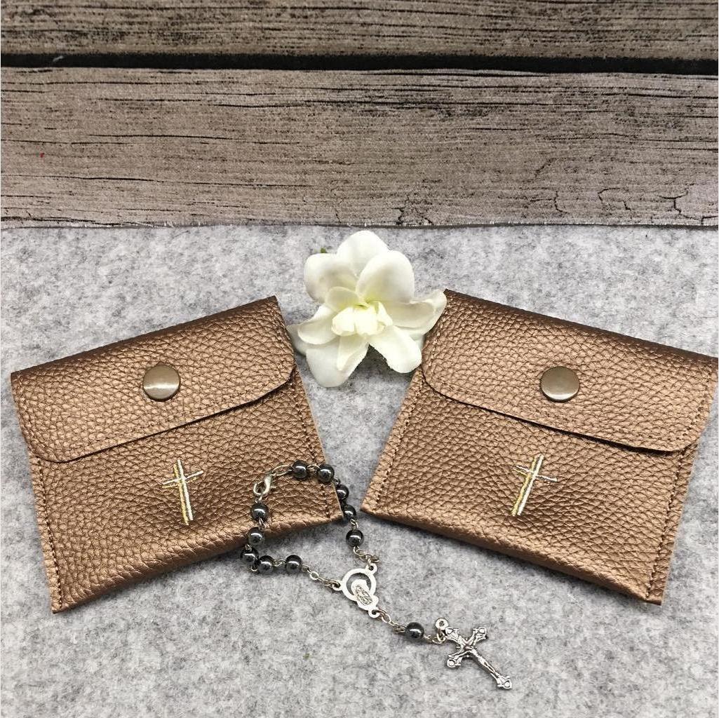 Rosenkranztäschchen Täschchen Rosenkranz Kunstleder Filz Stickerei - Image 2