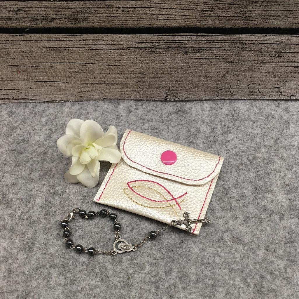 Rosenkranztäschchen Täschchen Rosenkranz Kunstleder Filz Stickerei - Image 3