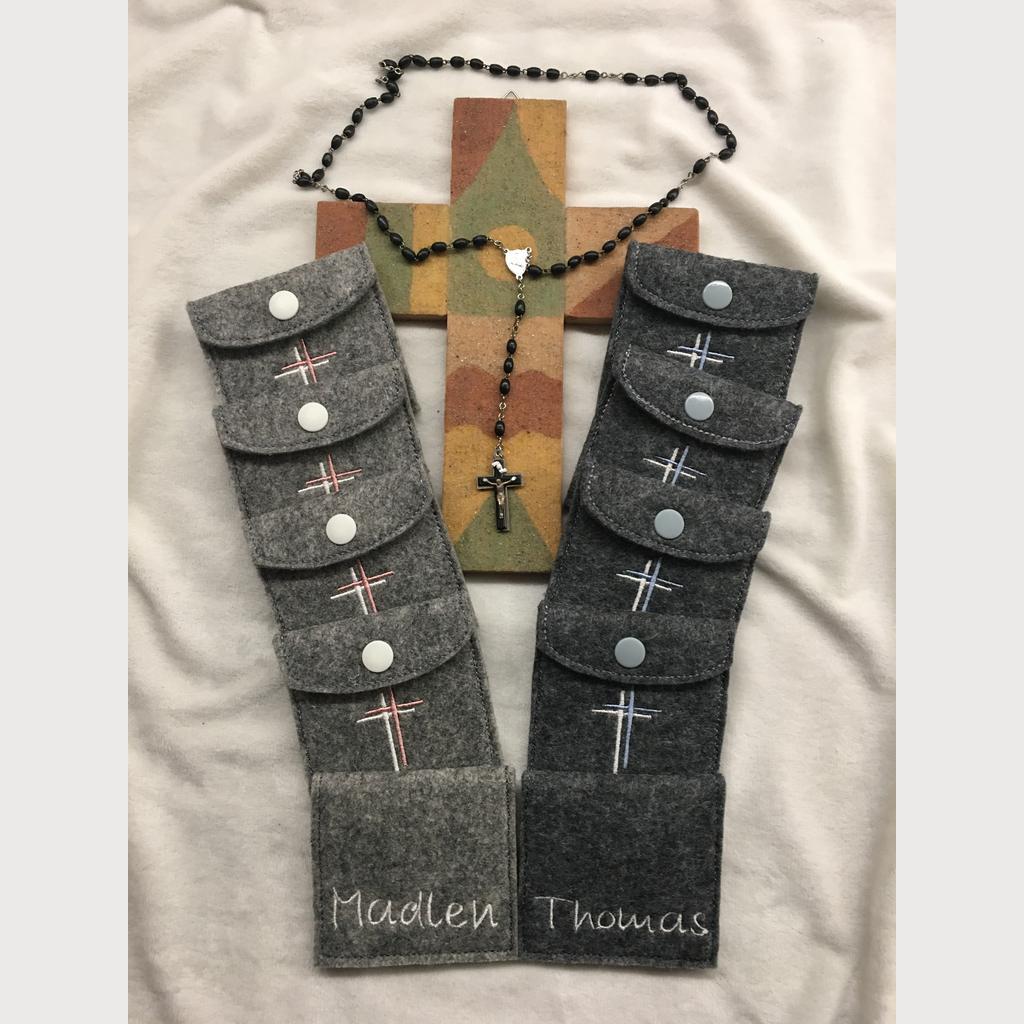 Rosenkranztäschchen Täschchen Rosenkranz Kunstleder Filz Stickerei - Image 4
