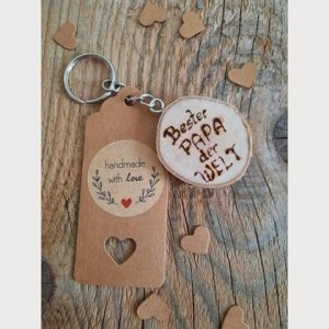 Schlüsselanhänger,  Bester Papa der Welt, Birke, Vatertag