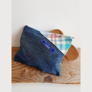 Kosmetiktasche „Unikat Blume“, upcycling,  Herzenswerk