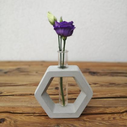 Betonvase mit Reagenzglas Viola