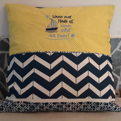 bestickter Polster 40x40 "Wenn mal Flaute ist ..."