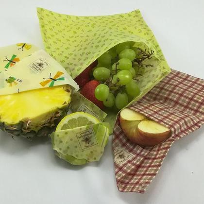 Bienenwachstuchset 2er Biene+Vogerl M+L ca.25x25cm + ca.33x33cm - Image 3