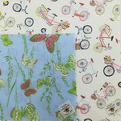 Bienenwachstuchset 2er Fahrrad Schmetterling M+L ca.25x25cm + ca.33x33cm