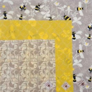 Bienenwachstuchset 3er Biene Wabe gelb Mustergrau S+M+L