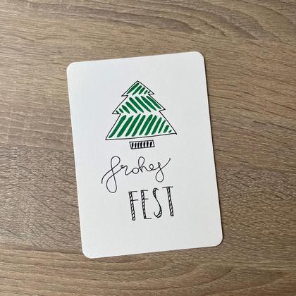 Handgemalte Postkarte "zickzackbaum frohesfest"
