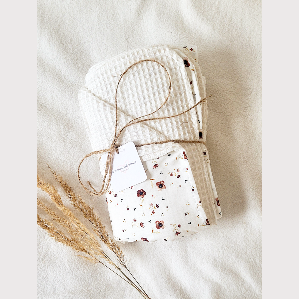 Babydecke Blumen Braun