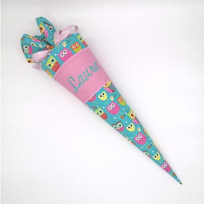 Schultüte "Eulen türkis" 70 cm