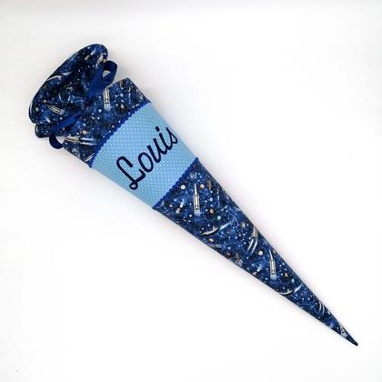 Schultüte "Weltraum mittelblau" 70 cm