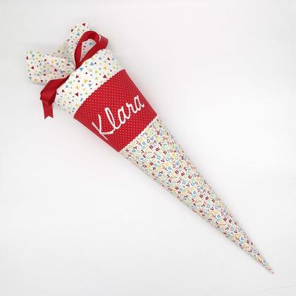 Schultüte "Buchstaben Dreiecke rot" 70 cm