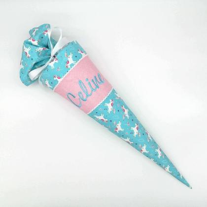 Schultüte "Einhörner blau" 35 cm Kindergartentüte Geschwistertüte