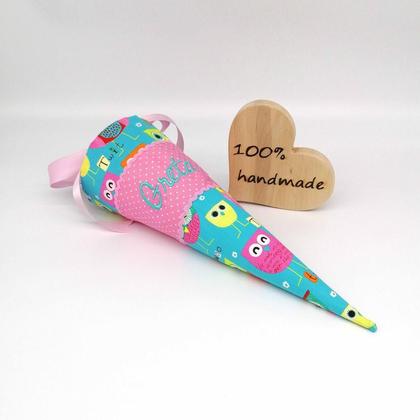 Schultüte "Eulen türkis" 35 cm Kindergartentüte Geschwistertüte