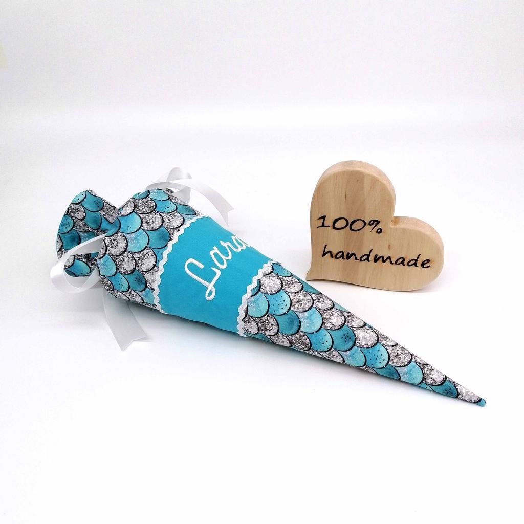 Schultüte "Schuppen türkis" 35 cm Kindergartentüte Geschwistertüte