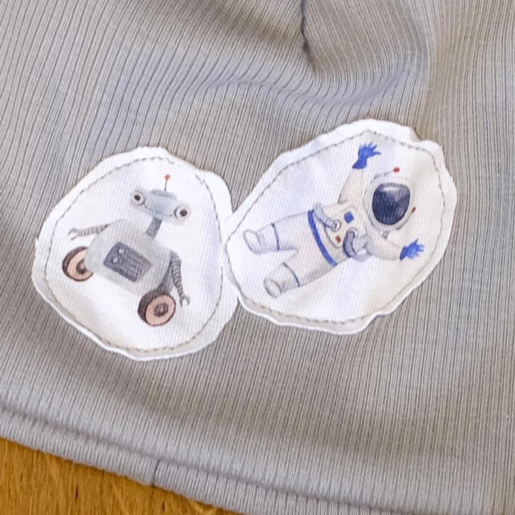 Wende-Beanie aus Ripp-Jersey, Roboter & Raketen - Image 3