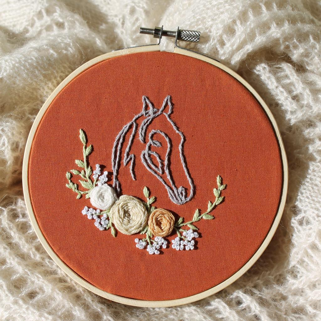 Stickbild "Pferd mit Blumen" - Image 4