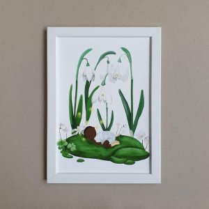 „Schlafendes Baby im Frühling“, personalisierbares Geburtsposter, Motiv 2