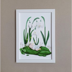 „Schlafendes Baby im Frühling“, personalisierbares Geburtsposter, Motiv 4