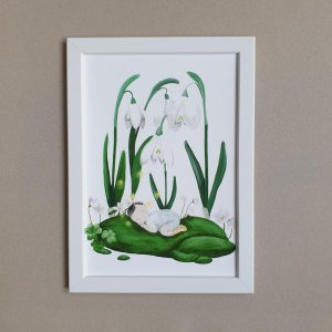 „Schlafendes Baby im Frühling“, personalisierbares Geburtsposter, Motiv 5