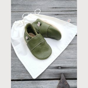 Krabbelschuhe Naturleder khaki Gr18/19