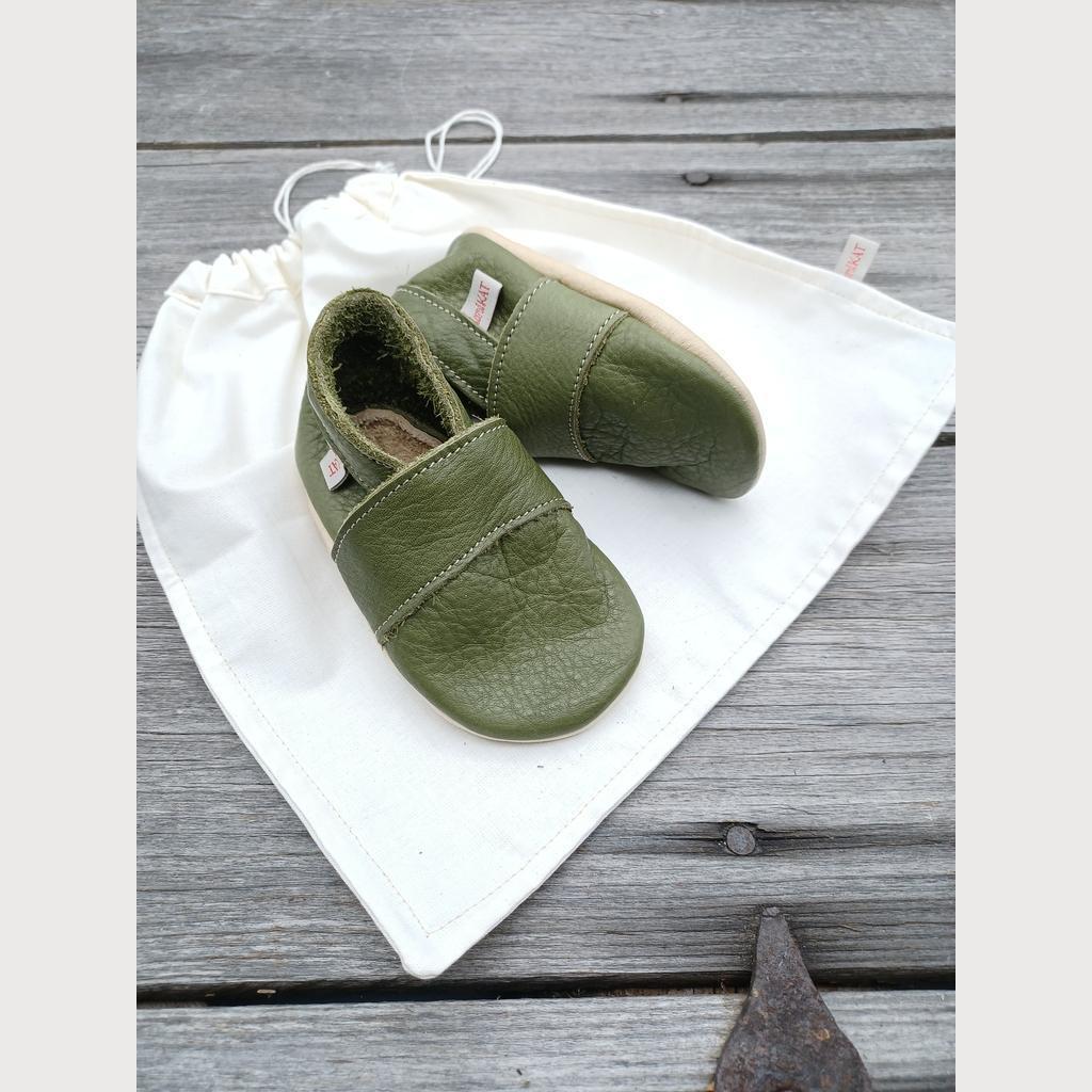 Krabbelschuhe Naturleder khaki Gr18/19