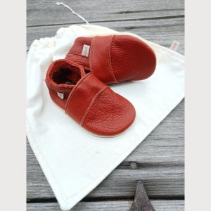 Krabbelschuhe Naturleder rot Gr 18/19