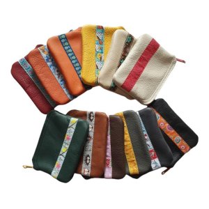 kleines Lederbörserl mit Webband, verschiedene Varianten