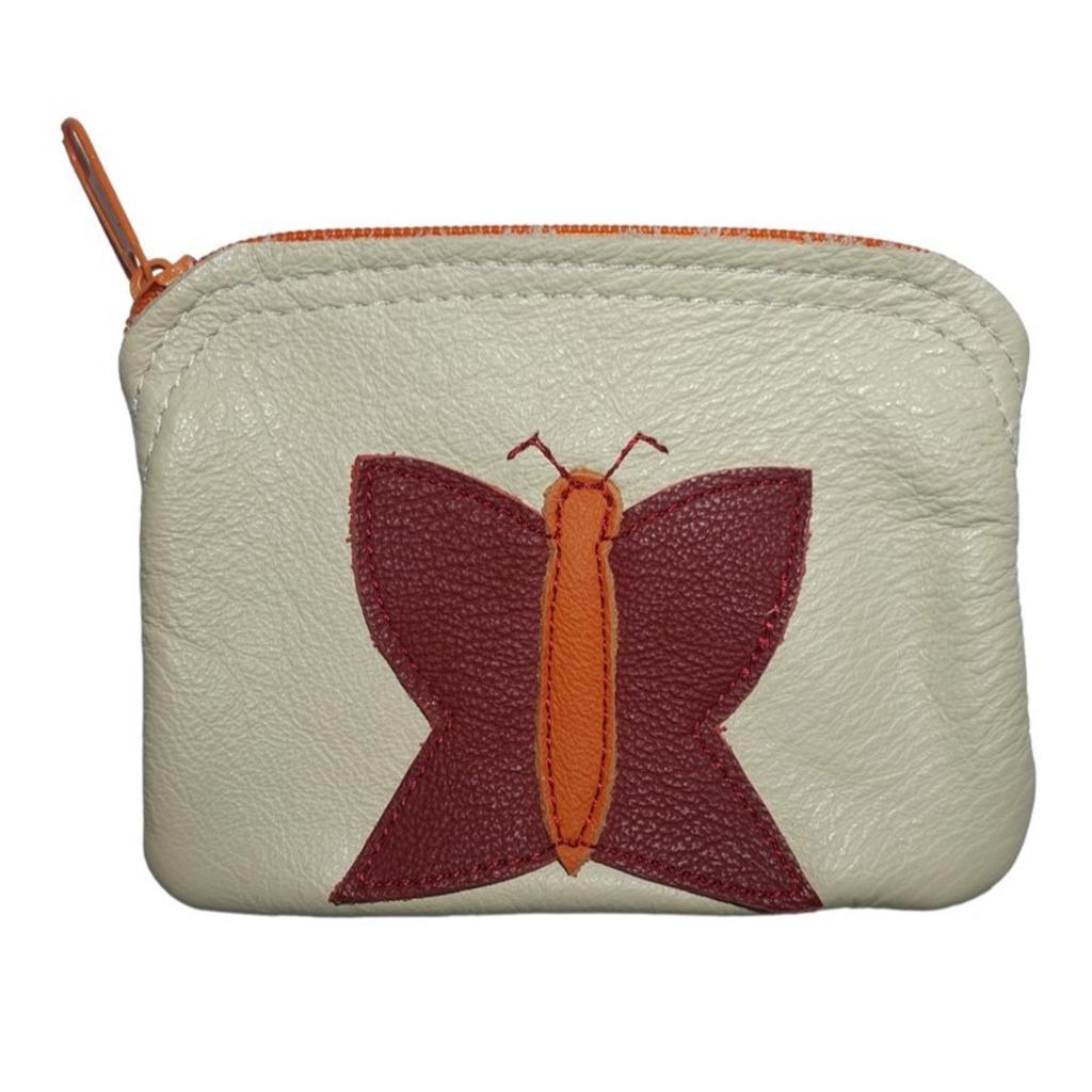 kleines Lederbörserl mit Schmetterlings-Applikation