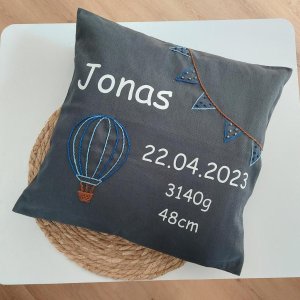 Geburtspolster anthrazit mit blau