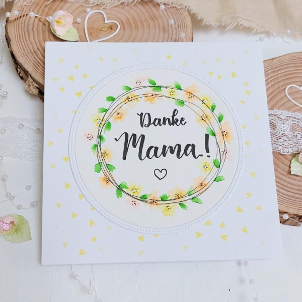 Grusskarte zum Muttertag - "Danke Mama!" - gelb