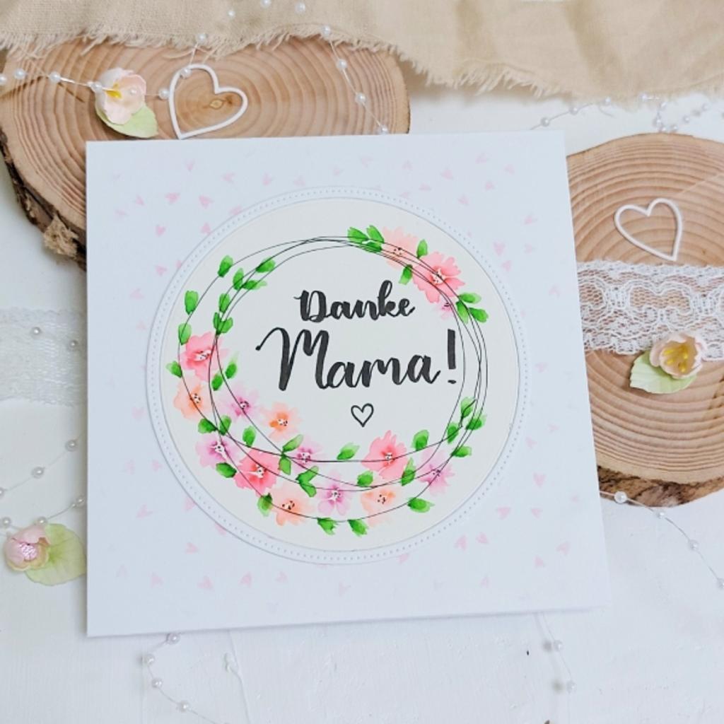 Grusskarte zum Muttertag - "Danke Mama!" - hellrosa