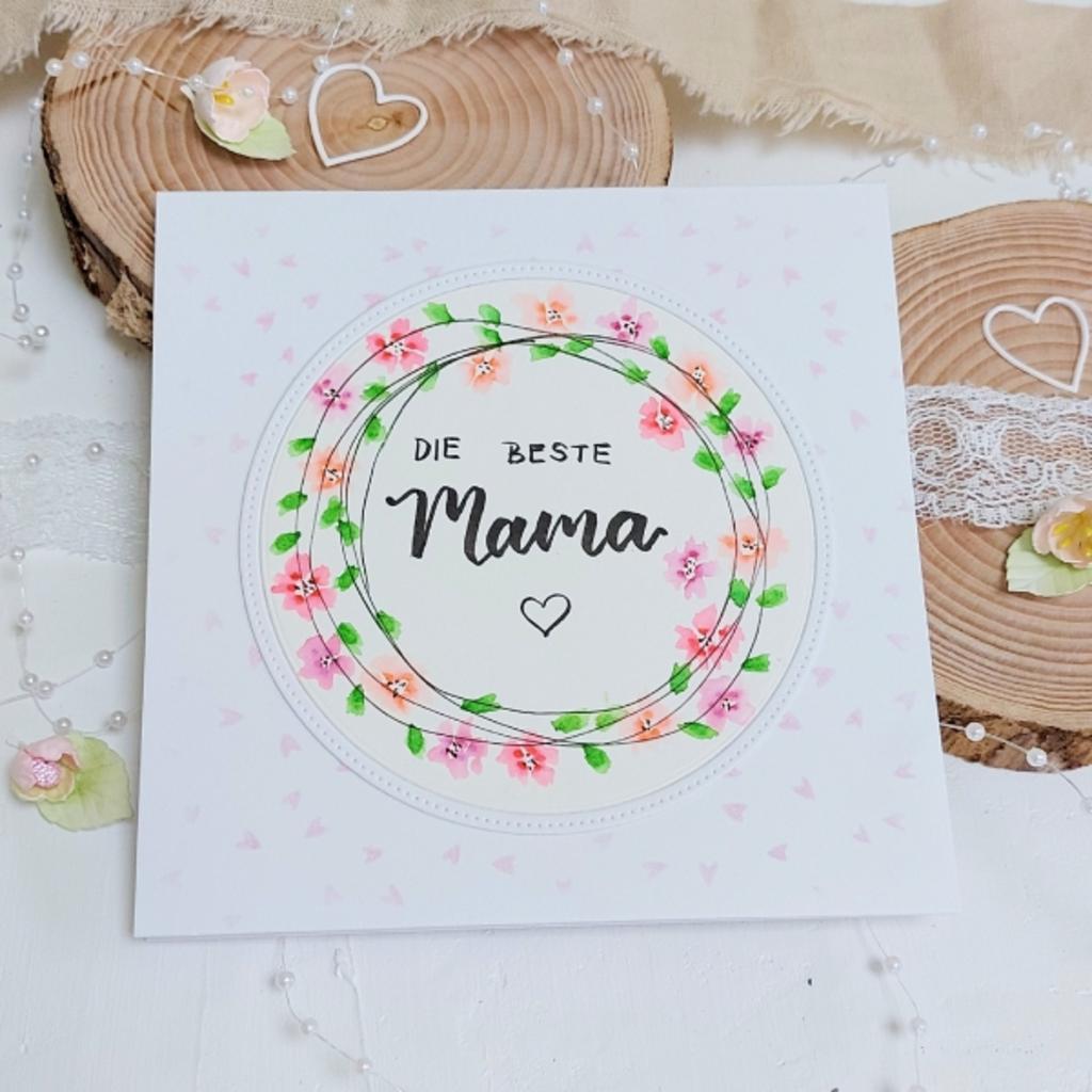 Grusskarte zum Muttertag - "Die beste Mama!" - hellrosa