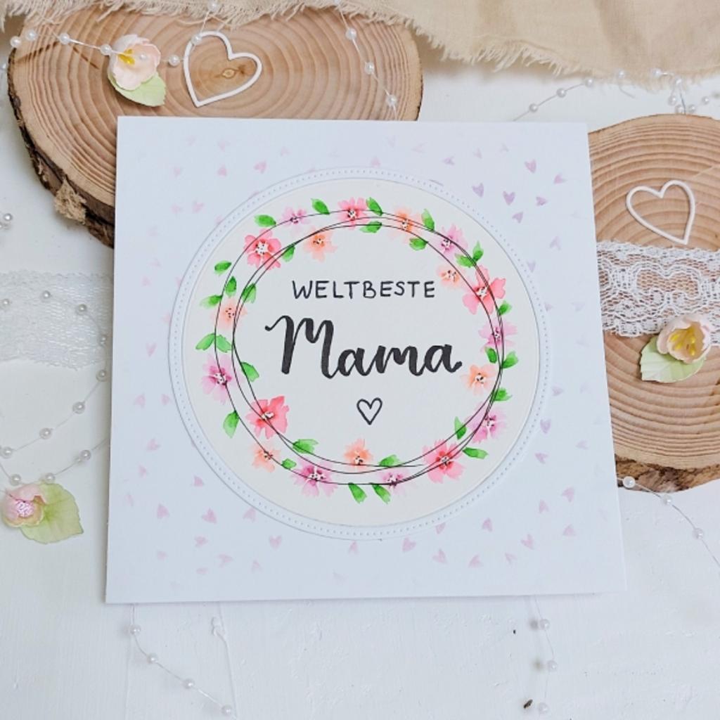 Grusskarte zum Muttertag - "Weltbeste Mama!" - hellrosa