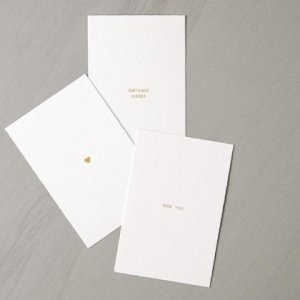 Postkarten Set – Herz / Miss You / Distance Kisses in Goldprägung