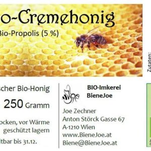 Bio-Cremehonig mit 5% Propolis 250 Gramm