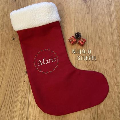 Nikolostiefel mit gesticktem Wunschnamen