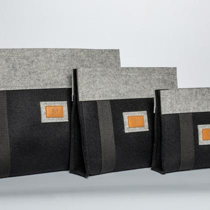 Merino Filtztasche schwarz/grau