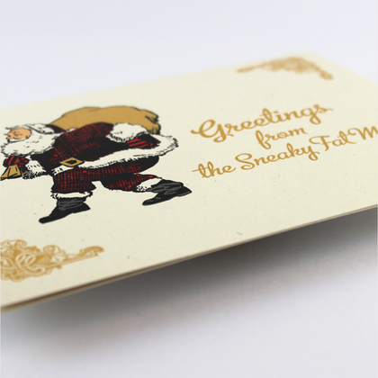 Weihnachtskarte "Sneaky Fat Man", Weihnachtsmann Grußkarte, vintage Stil - Image 4