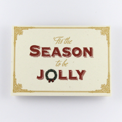 Weihnachtskarte "'Tis the season to be jolly" goldener Druck, vintage Stil - Image 3