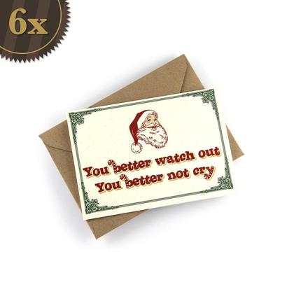 6x Santa Claus Weihnachtskarte