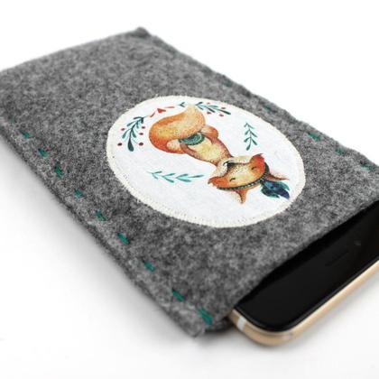 Handyhülle, Brillenetui aus Wollfilz, mit Fuchs - Image 4