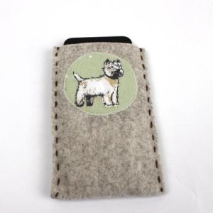 Handyhülle, Brillenetui aus Wollfilz, mit Hund