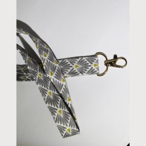 Schlüsselband art deco, japanisches   Design, weiß-grau