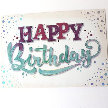 Geburtstagskarte Postkarte Happy Birthday Aquarell Handlettering