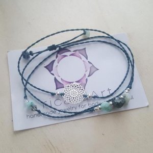 Wickelarmband Amazonit Mandala silber