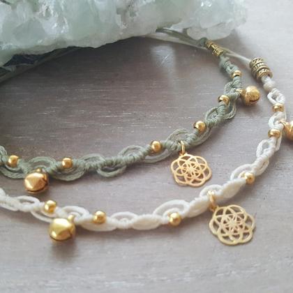 Fußkettchen 'Seed of Life' natur / gold