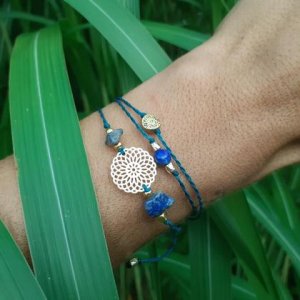 Wickelarmband Lapislazuli Mandala gold